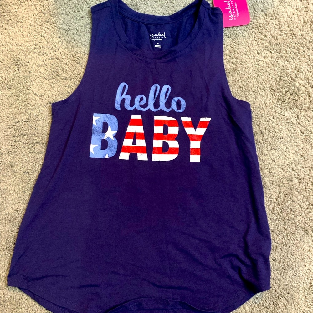 🆕NWT-Isabel Maternity-Size M-Fourth of July Baby to Be Maternity Tank in Navy